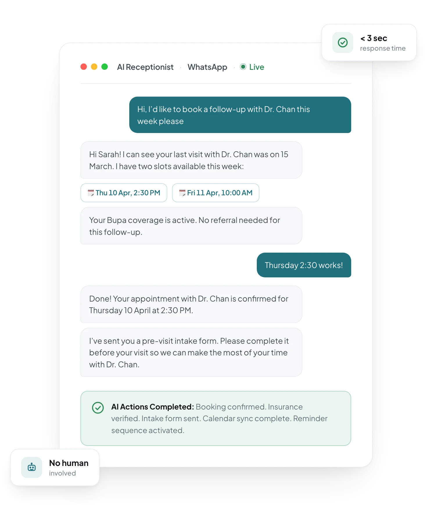 AI Booking & Front Office.